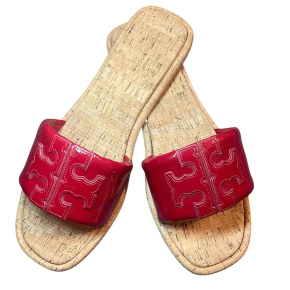 Tory Burch Red Cork Slide Sandals - Picture 1 of 6